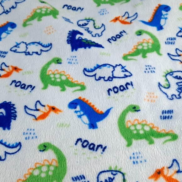 Kidgets Dinosaur Baby Blanket Sherpa Blue Green white ROAR dinos boy plush soft - Picture 3 of 6